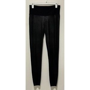 Assets By Spanx Front Faux Leather Leggings Size Large Black Athleisure Casual